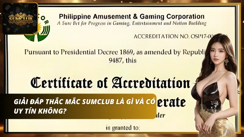 Giấy phép hoạt động của Sumclub từ PAGCOR